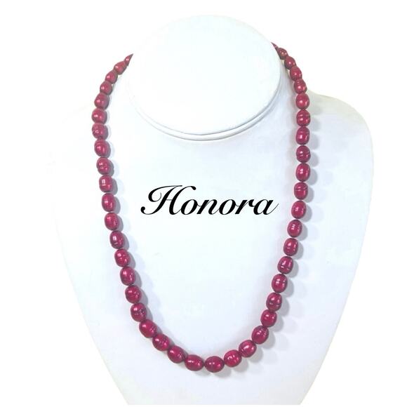 Necklace Sterling Silver Pearl HONORA Cherry Red 20